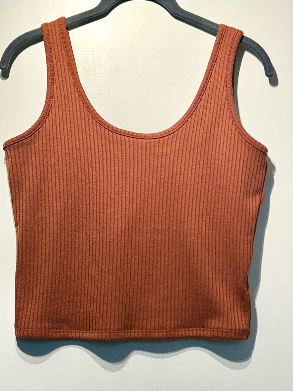 Earthbound Trading Co  Ribbed Knit Crop Top - Burnt Orange / Rust - Size XL